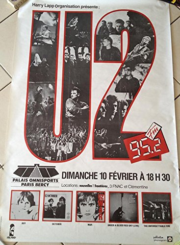 Poster U2 Unforgettable Tour 80x120cm pour salon et studio rock