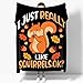 I Just Really Like Squirrelsï¼Œok Blanket Super Soft Cozy Warm Flannel Throw Bed Sofa Couch Decor All Season Gift for Unisex 60 * 50