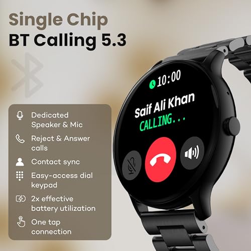 Image of GOBOULT Dire Smartwatch 1.38'' 2.5D Curved HD Display, 500 Nits Brightness, IP67, 250+ Watchfaces, 120+ Sports Modes, AI Voice Assistant, SpO2 Monitoring (Metal Black)