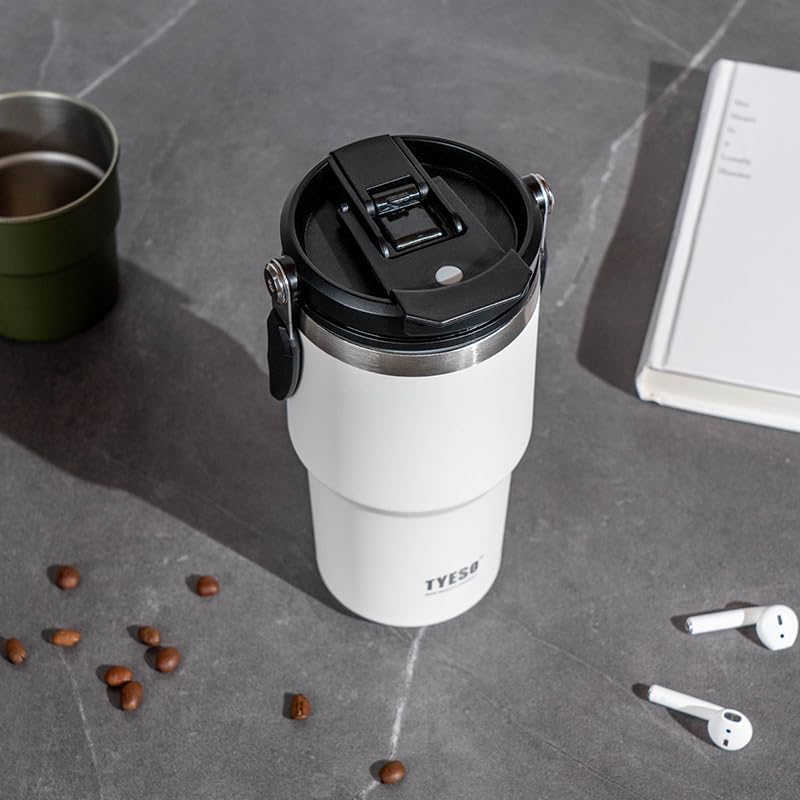 TYESO Tumbler with Handle,Tumbler with Straw, Vacuum Insulated Water Bottle,Double Wall Stainless Steel Coffee Cup Travel Mug Leak Proof Flip (GREEN, 40 oz) - Image 4