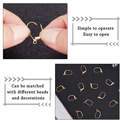 CREATCABIN 1 Box 50pcs Leverback Earring Findings 18K Gold Plated Ear Wire Lever Back Clip Earring Connector With Closed Ring for DIY Jewelry Making 10x15.5x1.5mm - Image 4