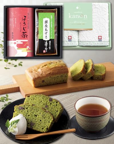 香典返し 【 道場六三郎 監修 】 抹茶あずきパウンドケーキ お茶 今治 タオル（2点 ギフト セット）手提げ袋 挨拶状 のし付き 志 一周忌 四十九日 お返しの商品画像（Amazon）