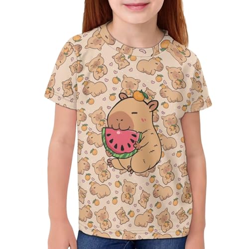 Image of WELLFLYHOM Kids Tshirts Girls Boys Short Sleeve Crewneck Tees Shirts Casual Sport Pullover Tops Size 3-16 Years