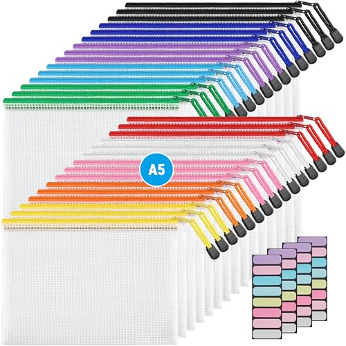 Image of JARLINK A5 Mesh Zipper Pouches, 6x9inch Pencil Pouches for School, 30 Pack
