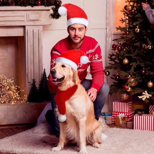 Katzen Hunde Weihnachtskostüm,Weihnachten Haustier Schal,Hunde Weihnachtsmann-Mütze,Hunde Weihnachten Schal,Haustier Kostüm Weihnachten,Haustier Weihnachts Outfit,Haustier Kleidung Weihnachtsmütze