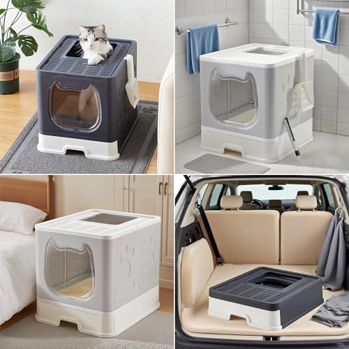 Caja de arena cubierta para gatos mediana con tapa miniatura 7