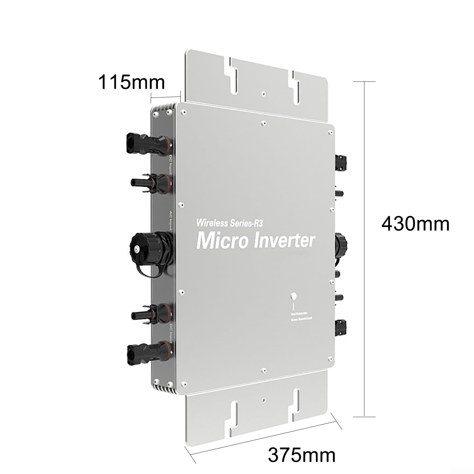 Smart 1600W Für Solar Wechselrichter Mit App-Überwachung, MPPT Für Balkonkraftwerk, IP65 Wasserdicht, Netzgekoppelt 120/230V(1600w)