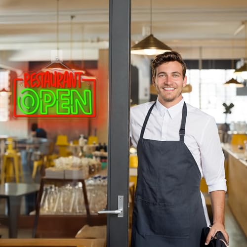 Image of Open Neon Sign Dimmable Led Wall Light for Business Restaurant Decor | 16.5*9.5IN,Five level brightness adjustment,USB powered,For Business Fast Food Club Coffee Shop Restaurant Stores Hotel
