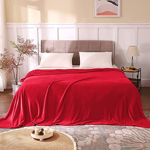 Image of BEDELITE Fleece Blanket Red Full Blankets for Couch & Bed, Luxury Plush Cozy Fuzzy Blanket 84 inch x 90 inch, Super Soft Warm Lightweight Throw Blanket for Travel Camping