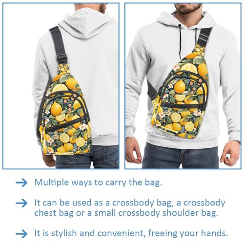 Mochila cruzada de flores de limón con correa ajustable unisex 3