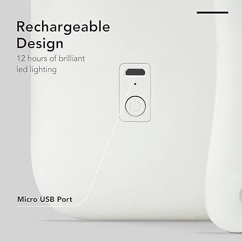 Miniatura 2 de Fancii Espejo de maquillaje de viaje LED recargable con 3 ajustes de color, espejo de aumento desmontable de 10x, luz táctil regulable, soporte