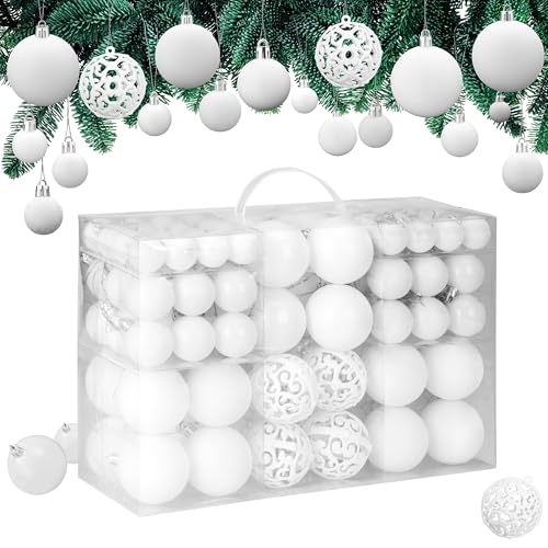 CASARIA® Weihnachtskugeln 100tlg Ø 3-6cm Kunststoff matt glänzend...