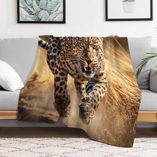 Manta cálida para sofá de salón con estampado de leopardo 3