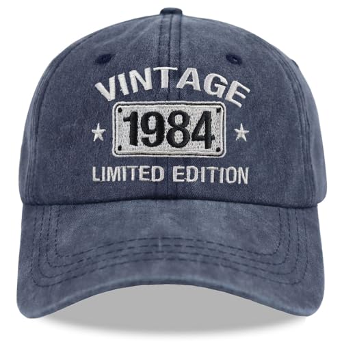 Vintage 1984 Limited Edition Hats for Men Women, 42th Birthday Decorations, 42 Year Old Adjustable Embroidered Baseball Cap Gifts Retirement Mom Dad Navy