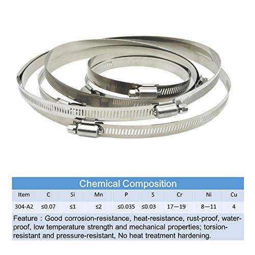 Eesteck 4Pcs 6" Adjustable 304 Stainless Steel Duct Clamps Hose Clamp Pipe Clamp Air Ducting Clamp Worm Drive Hose Clamps #TOP5