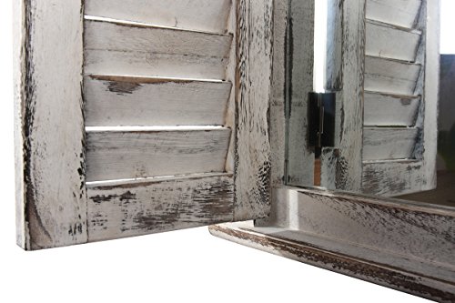 Mendler Lustro ścienne z okiennicami 53 x 42 x 5 cm – białe Shabby