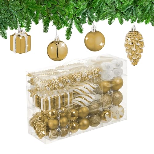 Relaxdays Weihnachtskugeln 72er Set, glitzernde, matte & glänzende...