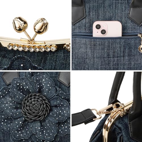 Bolso Tote de mezclilla con cierre romántico para mujer miniatura 5
