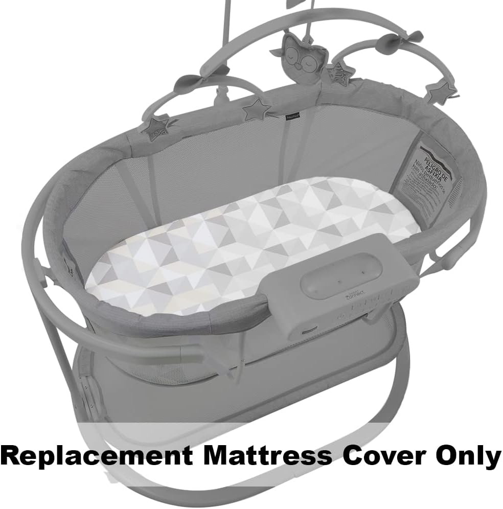Replacement Sheet for Fisher-Price Soothing Motions Bassinet - DPV60 ~ Mattress Cover Replacement, White, Grey (DPV70)
