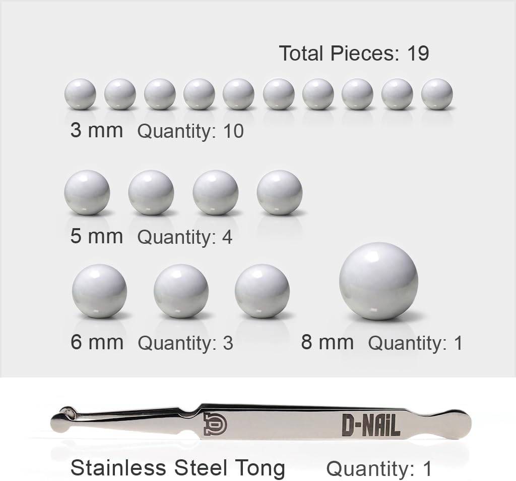 Stainless Steel Sphere Tongs & Shinju Pearl Bundle (10x 3mm, 4x 5mm, 3x 6mm, 1x 8mm)