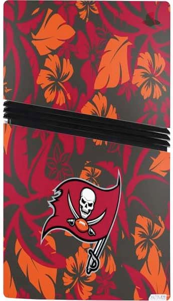 Skinit Decal Gaming Skin Compatible with PS5 Pro Console - Officially Licensed NFL Tampa Bay Buccaneers Tropical Print Design