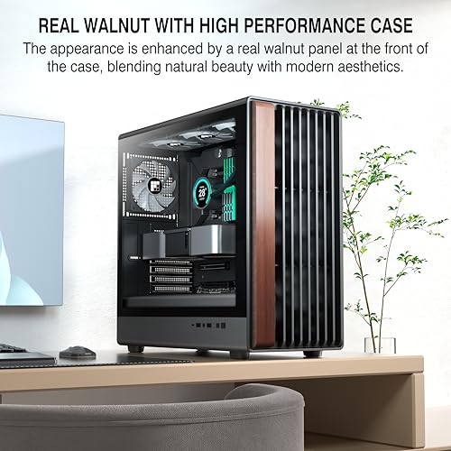 Image of FOIFKIN M2 PC Case - Walnut Front pane Pre-Installed 7 PWM ARGB Fan, ATX Mid-Tower Computer case, Gaming PC Case, 360MM RAD Support, Type-C, FOIFKIN (Walnut Wood)