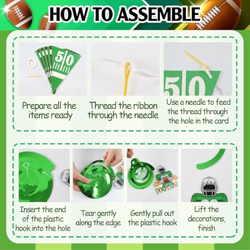 PARTY TONIGHT Football Party Decorations - Game Time & Touch Down Banners, Honeycomb, Swirls - Green & Brown - Football Theme - Adults - 15 Pieces - 0.1 x 1 Inches - Image 5