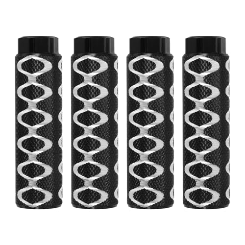 PATIKIL Bike Pegs Fit 3/8 Inch Axles, 4 Pack Aluminum Alloy Anti-Skid Lead Foot Bicycle Peg Back Seat Stands with Circle for BMX Mountain Dirt Bike Cycling Rear Stunt Pegs, Black