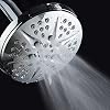 HOTEL SPA - Shower Head High Pressure - 6 Inch Rain Shower Head, 6-Setting - Notilus Showerhead with Brass Metal Connection Nut, Angle-Adjustable Ball Joint, Touch Clean Jets, Showerspa (Chrome)