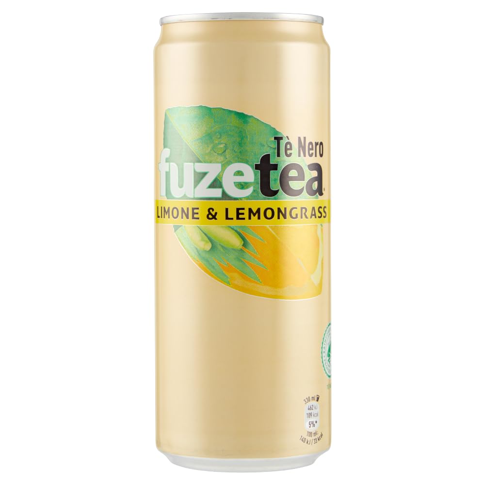 Italian Gourmet tè freddo limone bevanda schwarzer Tee kühl 72 x 330ml Dose | Alkoholfreies Erfrischungsgetränk con nota di citronella, pratico in, Gesamtnettogewicht 23,76 L + Kostenlos Polpa 400g