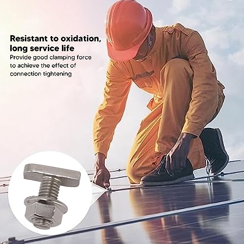 Image of 15 Set Hammer Head Bolt T Screw, T Slot Bolts M8 Stainless Steel Screws Thread T Slot Drop in Bolt for Photovoltaic and Solar Installationx