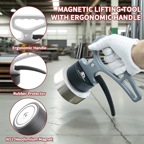 DTLHCNCT Strong Magnetic Pickup Tool with Quick Release Handle,Portable Lifting Magnet for Welding Positioning,Laser Cutting,Material for Iron Plates, Steel & Metal Objects 2 Pack