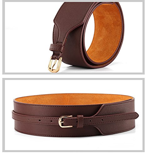 Womens Obi Belt Vintage PU + Genuine Leather Buckle Waist Belt Fashion Wide Belts2
