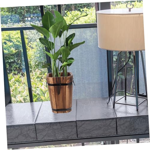 Pot de fleurs en bois rétro vintage pour aménagement extérieur - 4