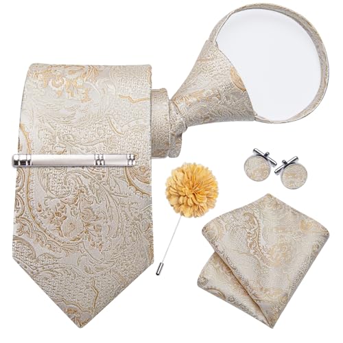 Image of DiBanGu Silk Zipper Ties for Men, Formal Pre-tied Necktie
