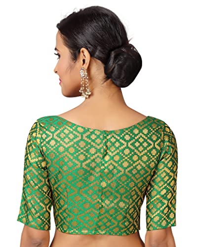 Image of Studio Shringaar Women's Readymade Brocade Elbow Length Sleeves Saree Blouse