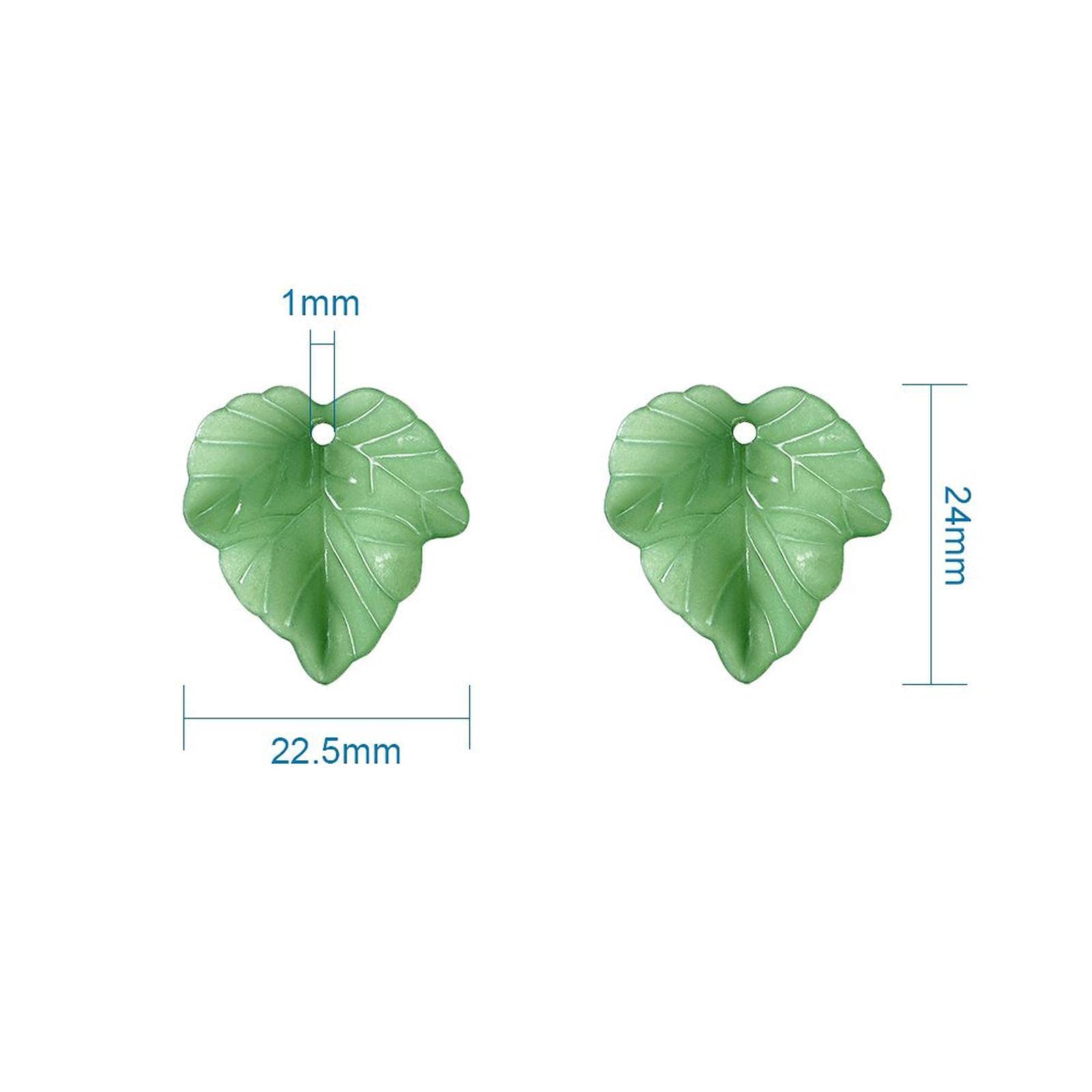Amazon.co.jp: 100枚 24x22.5x3mm 緑 穴あり 葉っぱ アクリル ビーズ 