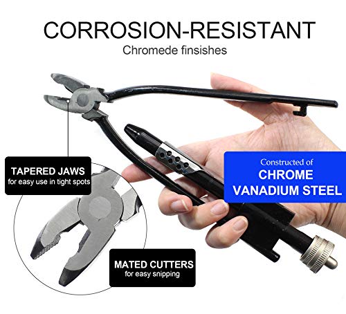 Image of Bonsicoky 2 Pieces Aircraft Safety Wire Twisting Pliers Set 6 inch & 9 inch | Heavy Duty Wire Twister, Includes 2 Pieces 50 FT Fuses, Quick Lock Fasteners, For Aircraft, Machinery, Vehicles