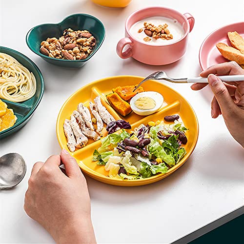 OnePine Porzellan Servierplatten, Snackteller mit 3 fächern kinder Dessertteller Salatteller Geteilte Platte keramik für abnehmen – Ansicht 5