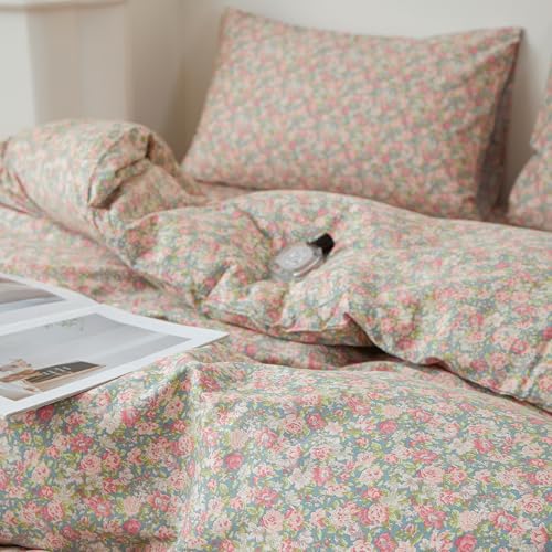 Image of LifeTB Vintage Flowers Comforter Set Full Size Coquette Floral Bedding Set | Aesthetic Cottagecore Floral Comforter with 2 Pillowcases Farmhouse Botanical Bedding Comforter for All Season