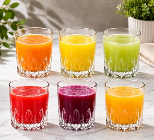 Image of Clear Glass Drinking Glasses Set for Water, Juice, Beverages, Set of 6 (Exciliber)