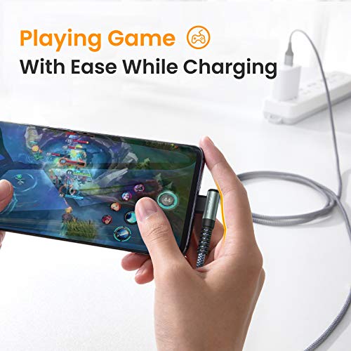 Image of AINOPE 2-Pack USB to USB C Cable 3.1A Fast Charge, [3.3FT+10FT] Right Angle Type C Charging Cable, Durable Nylon Braided USB C Cable Fast Charge Compatible Galaxy S10 S9 S8 Plus S21, LG V30,V20,G6