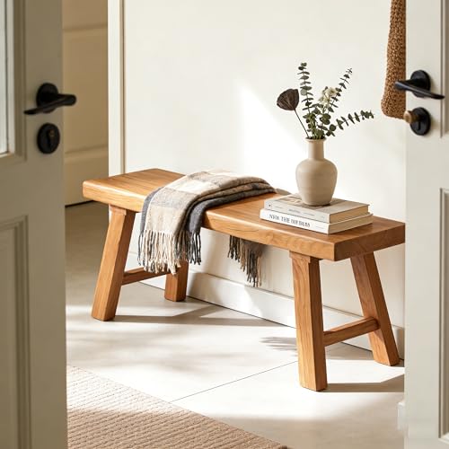 JOSIAHCQ Banco Recibidor Taburete Madera Banquetas Dormitorio Banco Pie de Cama Reposapies Salon Otomana para Entrada Interior Pasillo Salón Sala de Estar y Cocina(160cm(63in)) - imagen 3