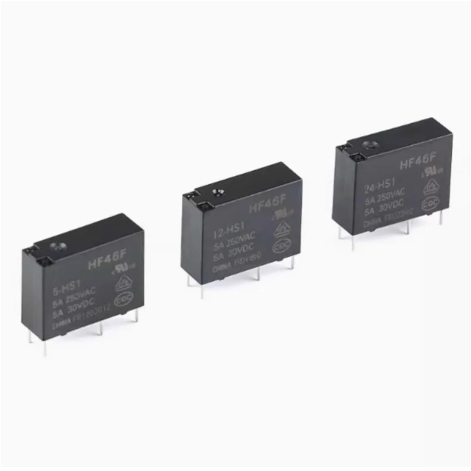Relais de puissance HF46F 5V à 24V CC 5A 4 broches pour circuit imprimé