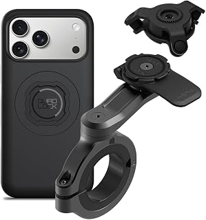Quad Lock Motorcycle Handlebar Phone Mount PRO - Large with Vibration Dampener and MAG Phone Case for iPhone 17 Pro Max