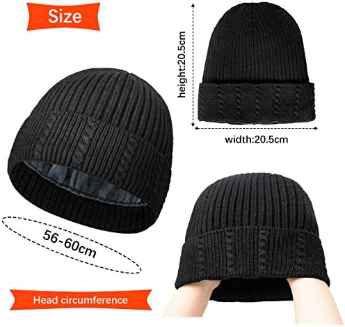 NEKAN Winter Beanie Hat Mens Womens Warm Knitted Hat Stretchable Hats Thermal Hat Men Beanie Winter Fleece Lined Thicken Thermal Windproof Hat Running Cycling Ski Hat