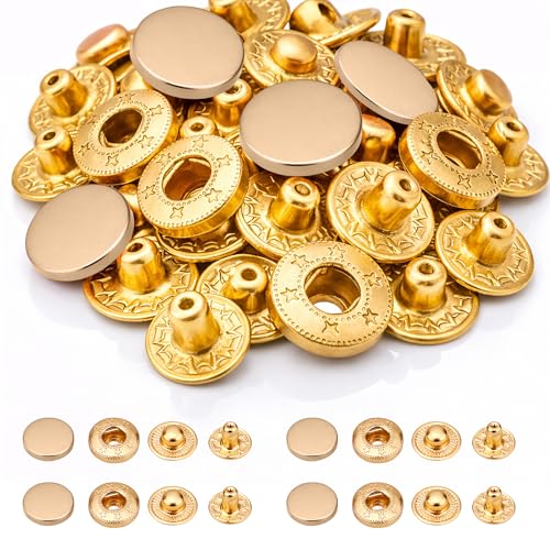 Boutons-pression en métal 12,5 mm or mat lot de 100 pièces pour couture du cuir