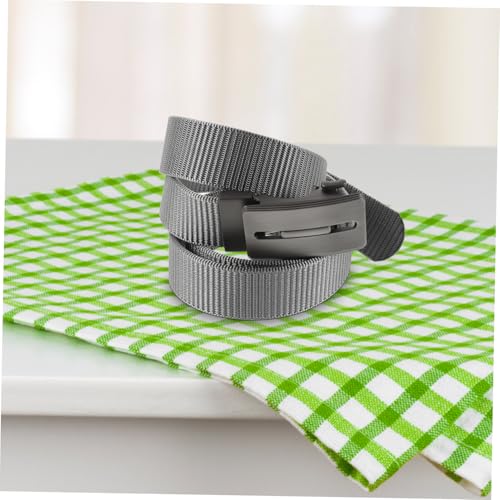 Men's Adjustable Reversible Nylon Belt with Automatic Buckle No Holes Design for Casual and Formal Wear for Golf Hiking and Jeans Grey Color4