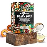 WeiWeiLa Organic African Black Soap, African Soap for Acne & Dark Spots, Raw Black Soap Bar for All Skin Types - Face, Body, Hair, 3.53 oz