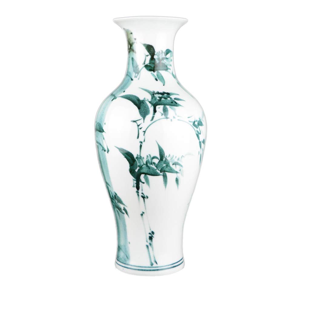 asdchZen Vase Ceramic Hand-Painted Pastel Large Chinese Living Room Flower Arrangement Desktop Decoration,Fishtail-Large